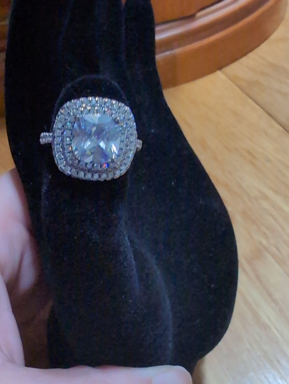 Cushion-Cut Halo Cocktail Ring - Clear Crystal